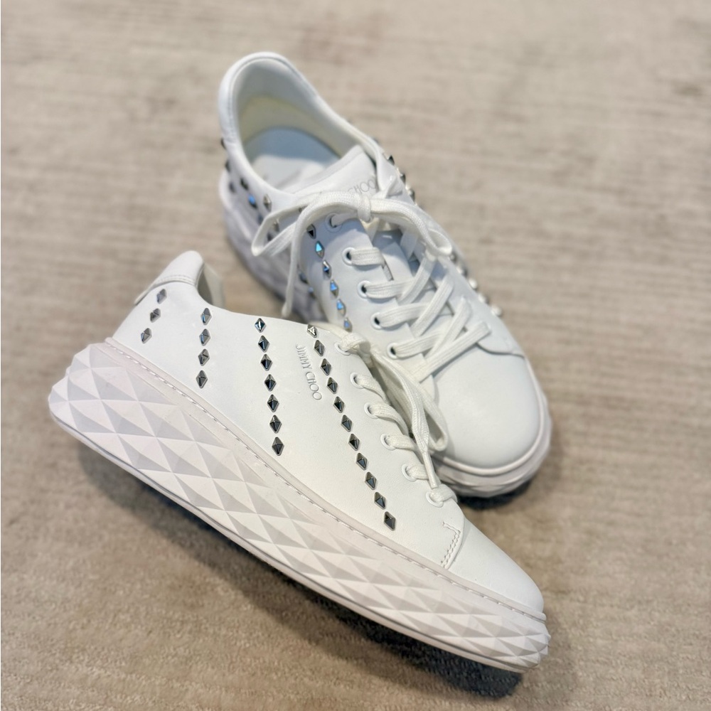 Jimmy Choo White Studded Women's Sneakers